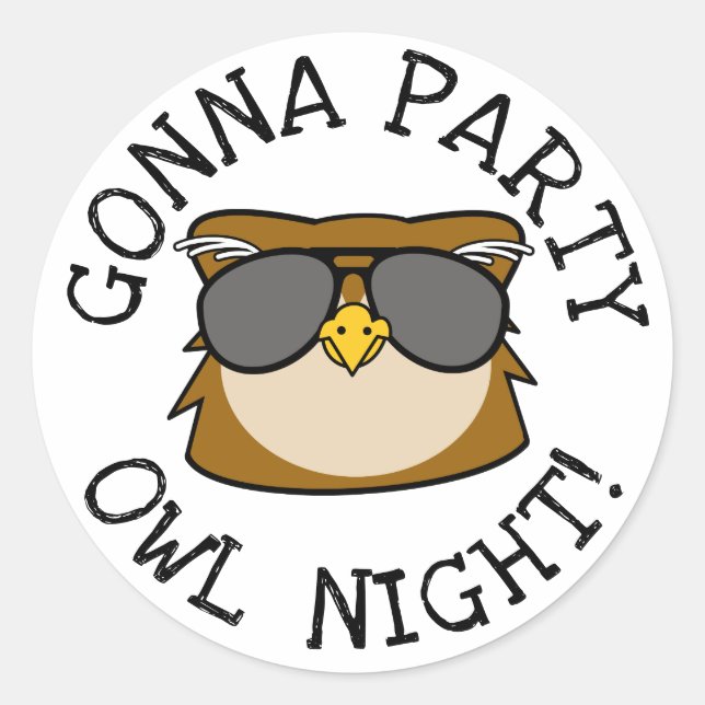 Pegatina Redonda Gonna Fiesta Owl Night (Anverso)