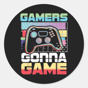 Pegatina Redonda Gonna Game Video Player Gaming Funny