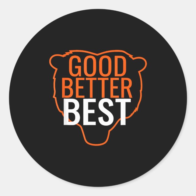 Pegatina Redonda Good Better Bear Outline Motivation  (Anverso)