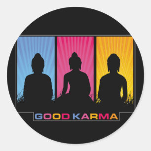 Pegatina Redonda Good Karma Buddhas