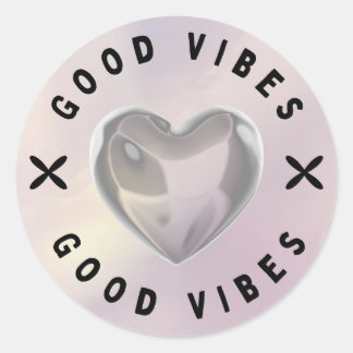 Pegatina Redonda Good Vibes Heart Sticker