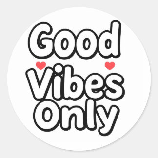 Pegatina Redonda Good Vibes Only Retro Aesthetic Sticker with Heart