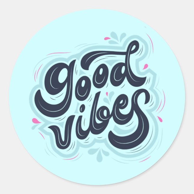 Pegatina Redonda Good Vibes Sticker (Anverso)