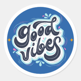 Pegatina Redonda Good Vibes Sticker – Positive Aesthetic Motivation