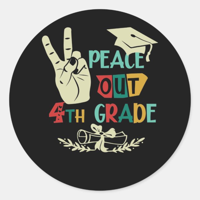 Pegatina Redonda Goodbye Peace Out 4th Grade Graduate Eighth Grader (Anverso)