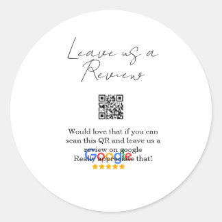 Pegatina Redonda Google review business logo Scan QR review