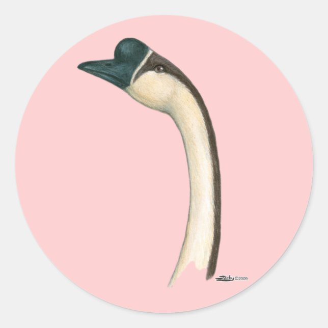 Pegatina Redonda Goose: Brown Chinese Head (Anverso)