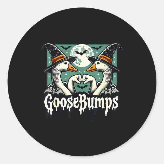 Pegatina Redonda Goose Bumps Goosebumps Funny Geese Fist Bump Hallo (Anverso)