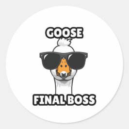 Pegatina Redonda Goose Final Boss Funny Sticker