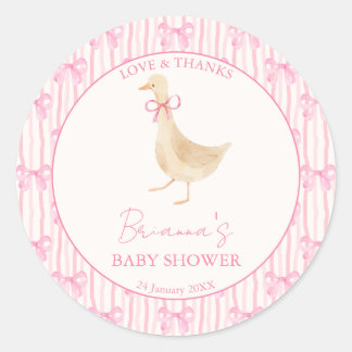 Pegatina Redonda Goose nursery rhymes baby shower pink personalized
