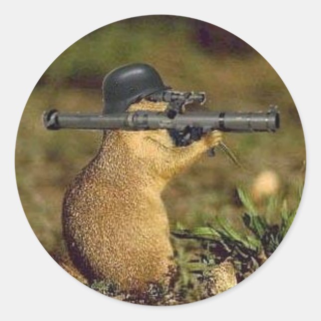 Pegatina Redonda gopher bazooka (Anverso)