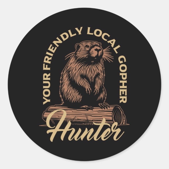 Pegatina Redonda Gopher Hunter Gear Equipos Esenciales Gopher Sla (Anverso)