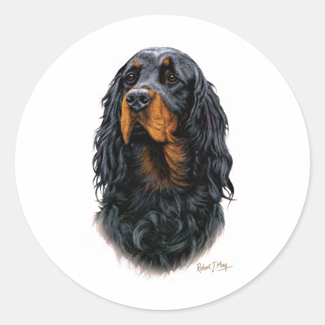 Pegatina Redonda Gordon Setter (Anverso)