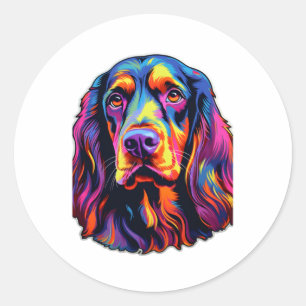 Pegatina Redonda Gordon Setter Neon Design
