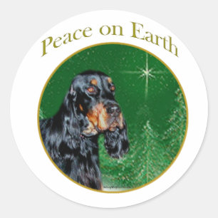 Pegatina Redonda Gordon Setter Peace