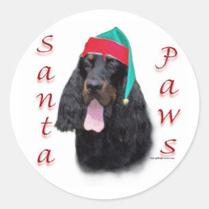 Pegatina Redonda Gordon Setter Santa Paws