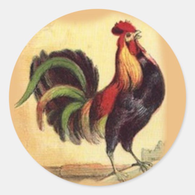 Pegatina Redonda Gorgeoud Rooster Pegatinas (Anverso)