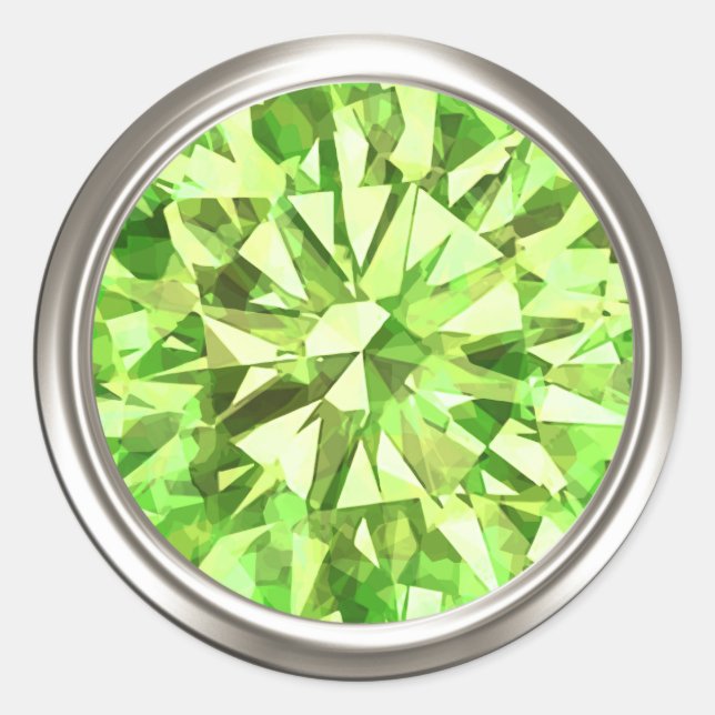 Pegatina Redonda Gorgeous Gem Peridot (Anverso)