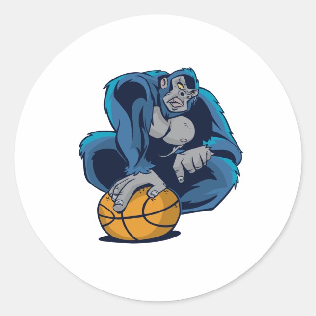 Pegatina Redonda Gorilla Basketball (Anverso)