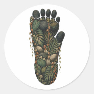 Pegatina Redonda Gorilla Botanical Footprint Nature Sticker