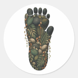 Pegatina Redonda Gorilla Botanical Footprint Nature Sticker