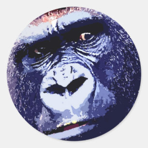 Pegatina Redonda Gorilla Face