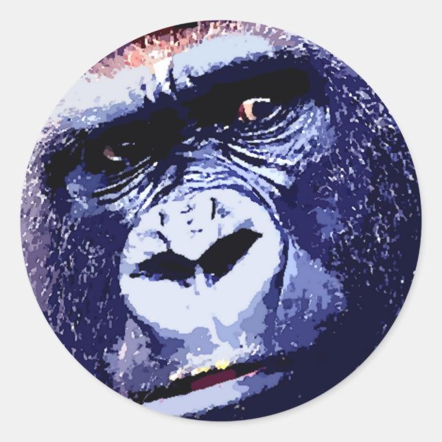 Pegatina Redonda Gorilla Face (Anverso)