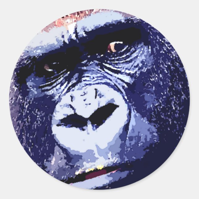 Pegatina Redonda Gorilla Face (Anverso)