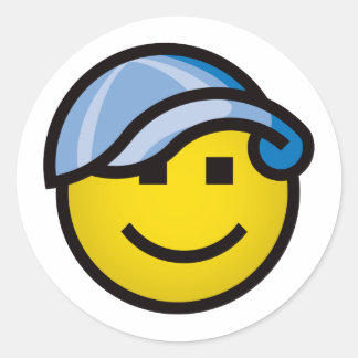 Pegatina Redonda Gorra de béisbol Smilie - Azul