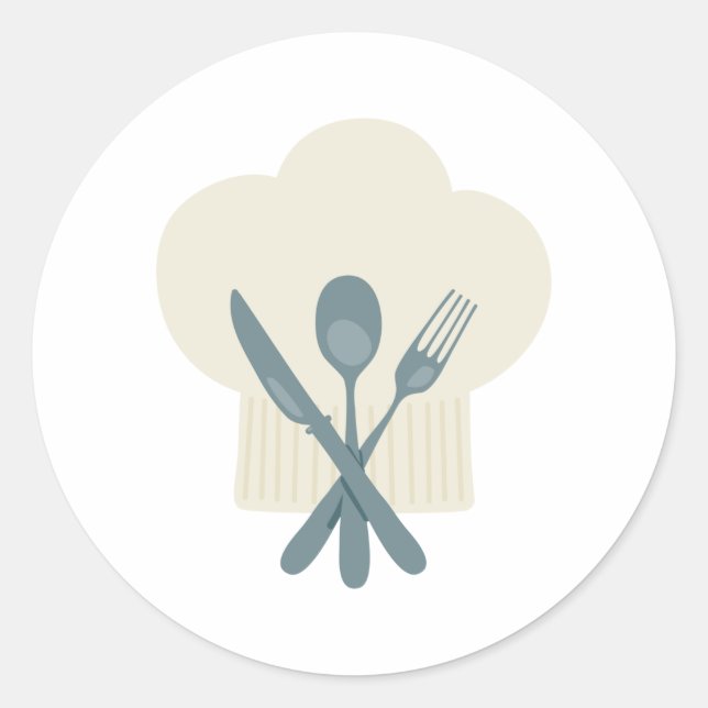 Pegatina Redonda Gorra de Chef (Anverso)