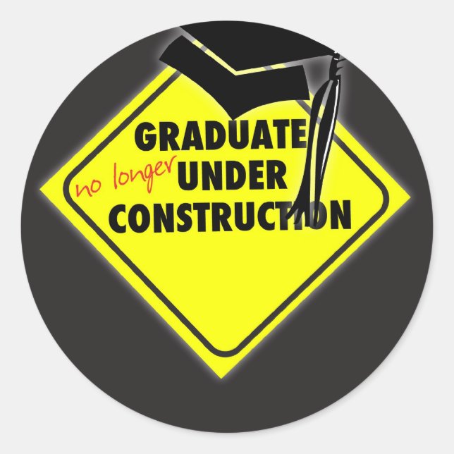 Pegatina Redonda Gorra de construcción de graduados (Anverso)