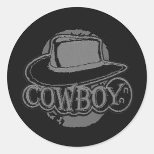 Pegatina Redonda Gorra de cowboy!
