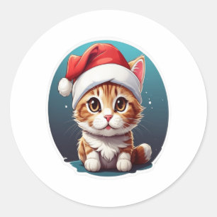 Pegatina Redonda Gorra de desgaste de gato 2