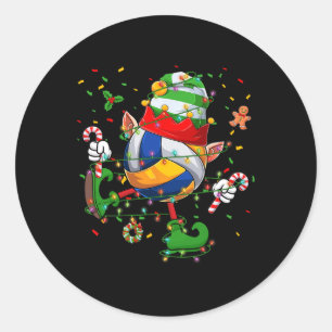 Pegatina Redonda Gorra de Elf de la pelota de voleibol bailarina Sm
