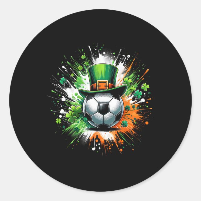 Pegatina Redonda Gorra de fútbol de Leprechaun (Anverso)