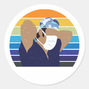 Pegatina Redonda gorra de grises