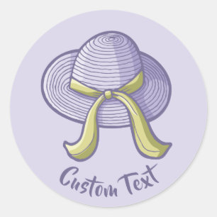 Pegatina Redonda Gorra de paja Lilac