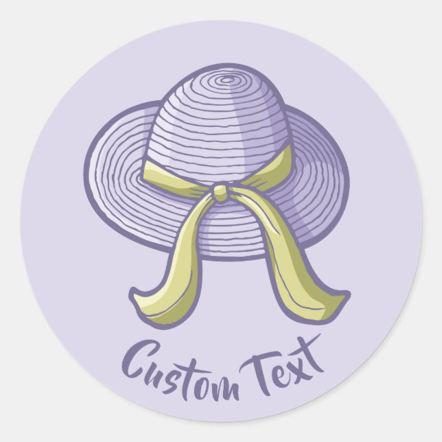 Pegatina Redonda Gorra de paja Lilac (Anverso)