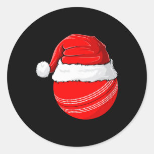 Pegatina Redonda Gorra de Santa Navidad Cricket