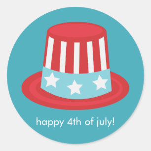 Pegatina Redonda Gorra patriótico 4to de la celebración de julio