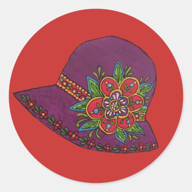 Pegatina Redonda Gorra púrpura (Anverso)