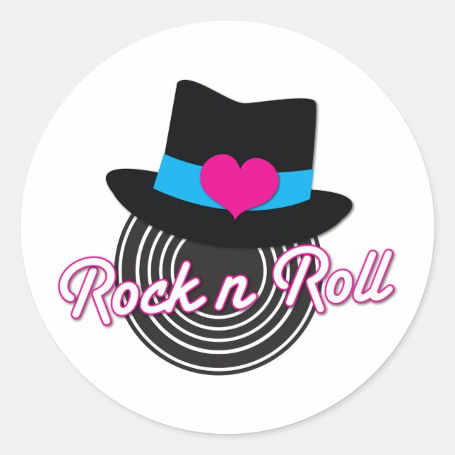 Pegatina Redonda Gorra Rock n Roll (Anverso)