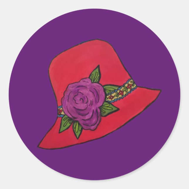 Pegatina Redonda Gorra rojo (Anverso)