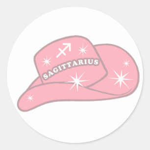 Pegatina Redonda Gorra Sagittarius Zodiac Pink
