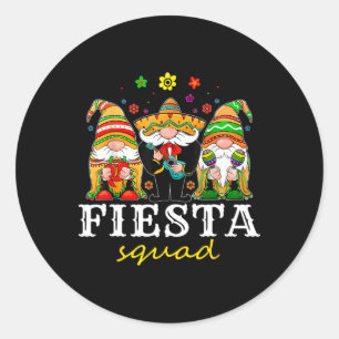 Pegatina Redonda Gorra Sombrero Gnome México Cinco De Mayo Gnomes F