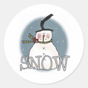 Pegatina Redonda Gorra Stovepipe Snowman Holiday