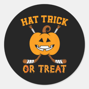 Pegatina Redonda Gorra Trick O Trato Fun Hockey Halloween Costum