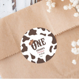 Pegatina Redonda Gorra Vaquero UN primer rodeo primer Fiesta de cum