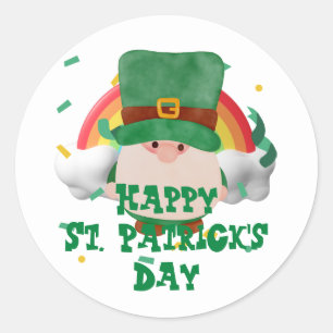 Pegatina Redonda Gorra verde afortunado Shamrock St. Patrick's Day
