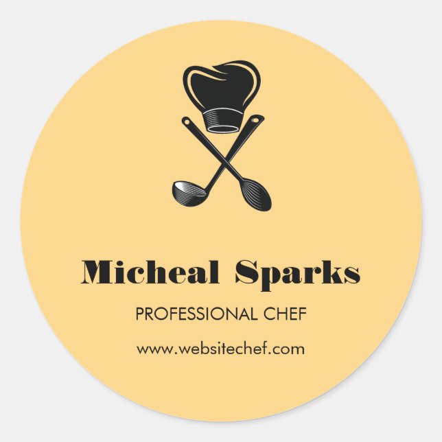 Pegatina Redonda Gorra y beige de la silueta de las cucharas (Anverso)